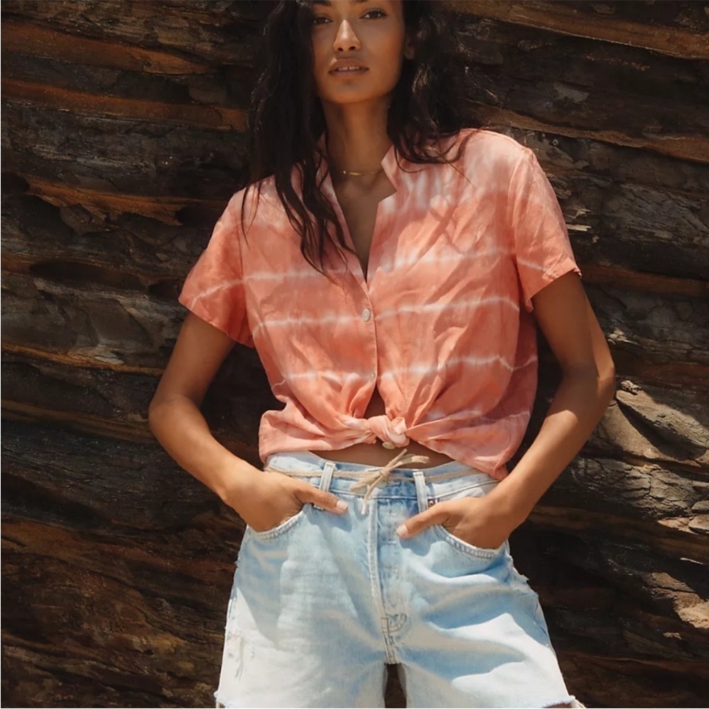 Cloth & Stone (Anthropologie) Tie Dye Button Up in Rose, Sz. S